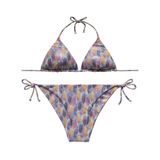 SLIPSTOP Inna Kolay Kuruyan Uv Korumalı Desenli Bikini, S, SM22140039, PEMBE-MAVİ, Kadın