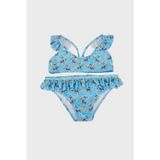 Slipstop Mercat Baskılı Çabuk Kuruyan Fırfırlı Takım Kız Çocuk Bikini SB2511120000 BEBE MAVİ