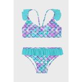 Slipstop Miranda Junior Kolay Kuruyan Uv Korumalı Fırfırlı Kız Çocuk Bikini SB2611000104 TURKUAZ