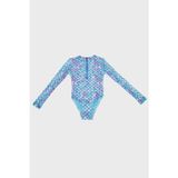 Slipstop Miranda Long Sleeve Desenli Uv Korumalı Kız Çocuk Mayo SM2611001405 MOR-PEMBE