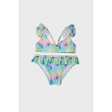 Slipstop Rihanna Junior Sırt Detaylı Fırfırlı Bikini Kız Çocuk Bikini SM22110219 - 4 - 5 Yaş - Yeşil - Pembe