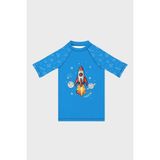 Slipstop Skyrocket Baskılı Uv Korumalı Kısa Kollu Mayo T Shirt Erkek Çocuk T Shirt ST2532000003 - 2 - 3 Yaş - Mavi