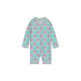 Slipstop SM2671001302 Yummy Long Sleeve Desenli Turkuaz Pembe Kız Çocuk Mayo
