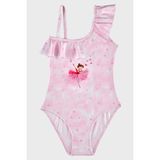 Slipstop Tutu Baskılı Fırfır Detaylı Uv Korumalı Mayo Kız Çocuk Mayo SM2616000103 - 6 - 7 Yaş - Pembe