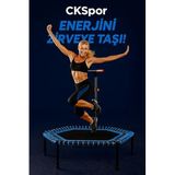 SLİPT 135 cm Altıgen Step Trambolin Pro, Mavi, 110 kg Kapasiteli, Tutamaçlı