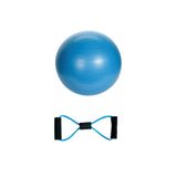 Slipt 55 cm Fitilli Pilates Topu + Sünger Saplı Şeklinde Direnç Lastiği Seti (Mavi)