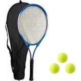 Slipt Tenis Raketi Seti, 26 Inç, 1 Raket, 3 Top, Mavi, Taşıma Çantası - Standart