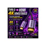SLOBODA Laptop Telefon TV Bağlantı Type-C HDMI Kablo 4K Ultra HD 1 Metre