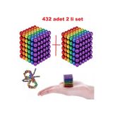 Slons Aksesuar Neocube mıknatıs boncuk mıknatıs zeka küpü manyetik oyuncaklar 2 set 432 adet 6 renk Neodyum