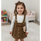 Slopet- Bluz Kadife Takım Kız Çocuk - 4 Yaş - Kahverengi - Beyaz
