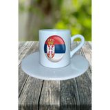 Slovakya Ülke Bayrağı Bayrak Baskılı Türk Kahvesi Fincanı Tabaklı Kişiye Özel Model 1