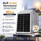 Slr 25 Watt Monokristal Güneş Paneli 10’Lu Paket