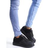 Slw151 Boost Bağcıklı Cilt Süet Erkek Günlük Sneaker Ayakkabı Csst - Siyah