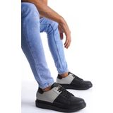 Slw151 Boost Bağcıklı Cilt Süet Erkek Günlük Sneaker Ayakkabı Csst - Siyah/Gri