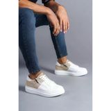 Slw155 Warrior Bağcıklı Ve Fermuarlı Cilt Süet Erkek Günlük Sneaker Ayakkabı Csbt - Beyaz/Krem
