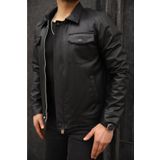 S&M CLOTHİNG Erkek Siyah Karbon Deri Ceket