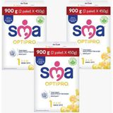 SMA Optipro 1 Toz Devam Sütü 3'lü 900 gr 0-6 Ay Bebekler İçin Besleyici Formül