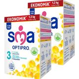 SMA Optipro 3 Toz Devam Sütü 2×1200 gr 1-3 Yaş Probiyotikli Eşsiz Protein Teknolojisi İsviçre