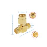 Sma T Soket 1x Rpsma Erkek 2x Rpsma Dişi Altın Kaplama Soket 0-6ghz Rf Wi-fi Anten Fpv Lora DVM.101.210