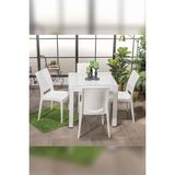 Small Camlı Beyaz Masa Takımı Bahçe&balkon 1 Camlı Masa + 4 Sandalye