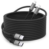 SMALLElectric Ekstra Uzun USB Tip-C 16ft Hızlı Şarj Kablosu, USB C'den A'ya Hızlı Şarj Kablosu 16 Ayak 2'li Paket Uyumlu Samsung Galaxy S10 S9 S8 Plus, Not 10 9 8 için Örgülü Tip C Şarj Cihazı, LG V50 V40 G8 G7