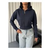 SmallTouch KAPÜŞONLU FERMUARLI CROP HIRKA