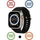 Smard Watch H11 Ulta 49MM Metal Kasa Akıllı Saat Çift Kordonlu - Siyah - Bej
