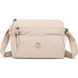 Smart Bags Bej Kadın Omuz Çantası Hafif Kumaş Çok Cepli Çapraz Uzun Askılı - Standart