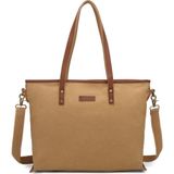 Smart Bags Camel Kadın Omuz Çantası Büyük Boy Kanvas Kumaş Hakiki Deri Detaylı - Standart - Camel - Taba