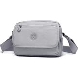 Smart Bags Krinkıl Kumaş Kadın Postacı Çantası BC 3166 - Açık Gri Suya Dayanıklı 5 Gözlü Ergonomik Tasarım
