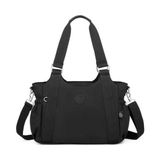 Smart Bags Krinkıl Siyah Kumaş Kadın Omuz Çantası Hafif 4 Gözlü Fermuarlı Tasarım