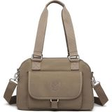 Smart Bags Orta Boy Çok Cepli Su Geçirmez Hafif Krınkıl Kumaş Kadın Omuz Çantası Açık Kahve