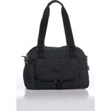 Smart Bags Orta Boy Çok Cepli Su Geçirmez Hafif Krınkıl Kumaş Kadın Omuz Çantası Puantiye Siyah
