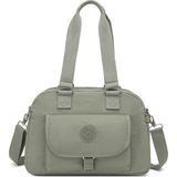 Smart Bags Orta Boy Çok Cepli Su Geçirmez Hafif Krınkıl Kumaş Kadın Omuz Çantası Yeşil