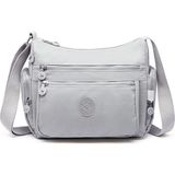 Smart Bags Orta Boy Çok Cepli Su Geçirmez Krınkıl Kumaş Kadın Omuz Çantası Buz Gri