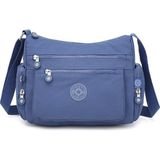 Smart Bags Orta Boy Çok Cepli Su Geçirmez Krınkıl Kumaş Kadın Omuz Çantası Mavi