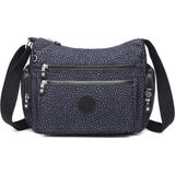 Smart Bags Orta Boy Çok Cepli Su Geçirmez Krınkıl Kumaş Kadın Omuz Çantası Puantiye Siyah