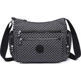Smart Bags Orta Boy Çok Cepli Su Geçirmez Krınkıl Kumaş Kadın Omuz Çantası Siyah/beyaz