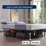 Smart Base Çift Kişilik Katlanır Metal Karyola - Siyah - 140 x 190 cm
