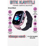 Smart Best Q65 Sim Kartlı Takip - Ses Görüşme - Sos - Kamera Özellikli Akıllı Çocuk Saati - Pembe