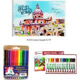 Smart Kids Rubenis Kırtasiye Boyama Seti 12 Parça Keçeli Kalem + Pastel Boya 25X35 15 Yp Defteri