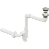Smart Pop-Up Sifon, Taşma Delikli Krom +Comfort Yer Kazandıran Lavabo Sifonu -2 Parça Set