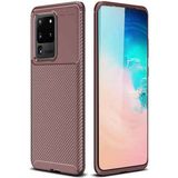 Smart Tech Samsung Galaxy S20 Ultra Karbon Desenli Negro Silikon Kılıf - Kahverengi