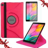 Smart Tech Samsung Galaxy Tab T290 8 Inç Döner Standlı Tablet Kılıfı ve Cam Koruma Seti - Pembe