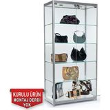 Smartad Camlı Vitrin - Cam Dolap - Camlı Koleksiyon Vitrini - Teşhir Vitrini - Kupa Dolabı 1880 Es