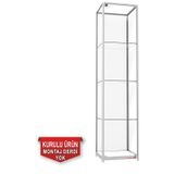Smartad Camlı Vitrin - Camlı Dolap - Camlı Koleksiyon Vitrini - Cam Raf - Kurulu Ürün 180x40x40