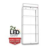 Smartad Camlı Vitrin - Camlı Dolap - Camlı Koleksiyon Vitrini - Cam Raf - Kurulu Ürün 200x80x40