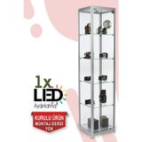 Smartad Camlı Vitrin - Camlı Dolap - Camlı Koleksiyon Vitrini - Teşhir Vitrini 175x30x30