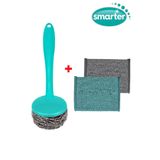 SMARTER İnox Bulaşık Süngeri 2 Adet & Saplı Ovma Teli