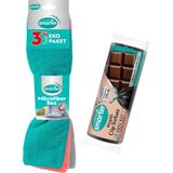 Smarter Mikrofiber Bez 3'lü + Çikolata Kokulu Büzgülü Orta Boy Çöp Torbası ( Çöp Poşeti )